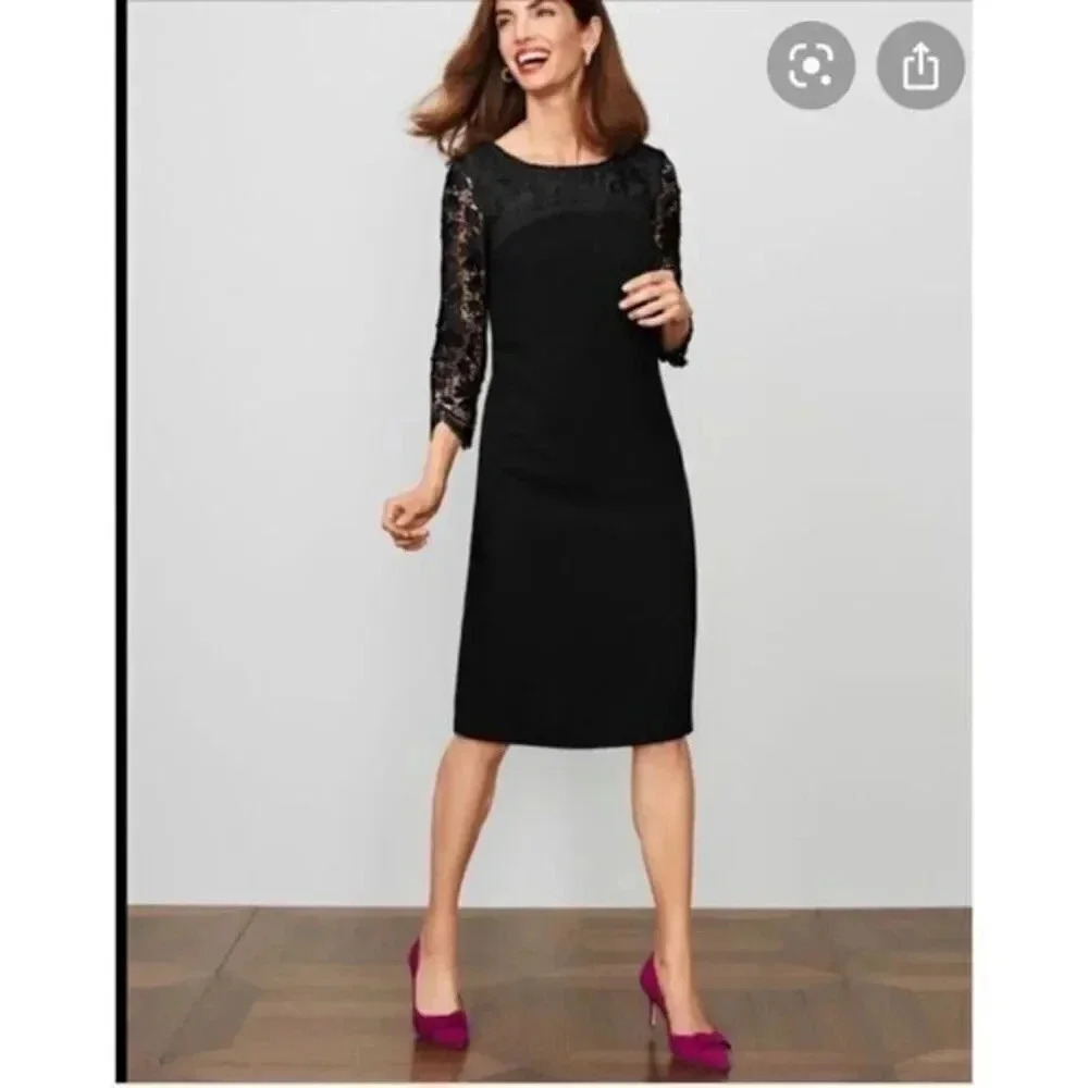 rsvp by Talbots CREPE & LACE SHIFT DRESS